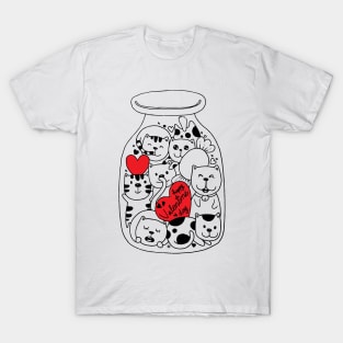 Cat doodles in bottle-valentines day T-Shirt